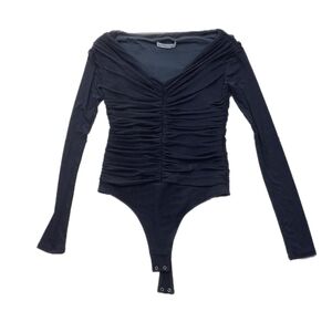 Abercrombie & Fitch Black Long Sleeve Bodysuit